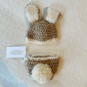 Newborn Crochet Bunny Hat and Bottoms